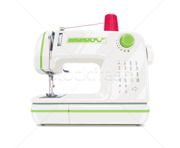 Stock photo: Modern sewing machine with red spool thread