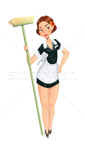 Beautiful maid with mop Stock photo © Aleksangel