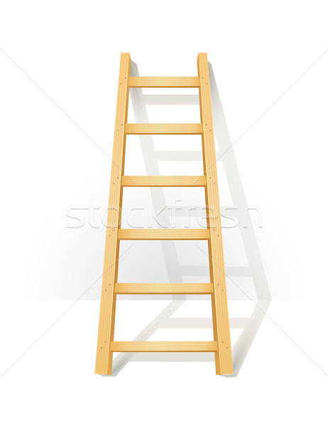 Wooden step ladders stand near white wall Stock photo © Aleksangel