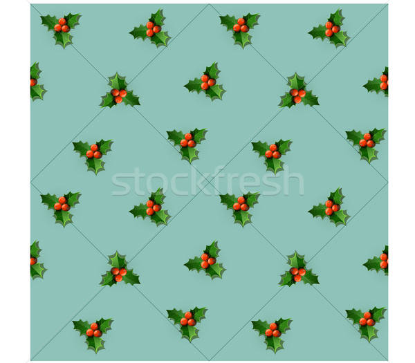 Holly berry with leaves.  Christmas seamless pattern. Stock photo © Aleksangel