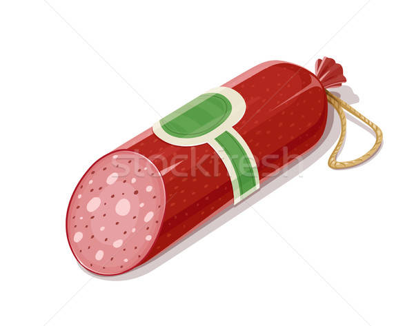 Fresh delicious and nourishing sausage with label Stock photo © Aleksangel
