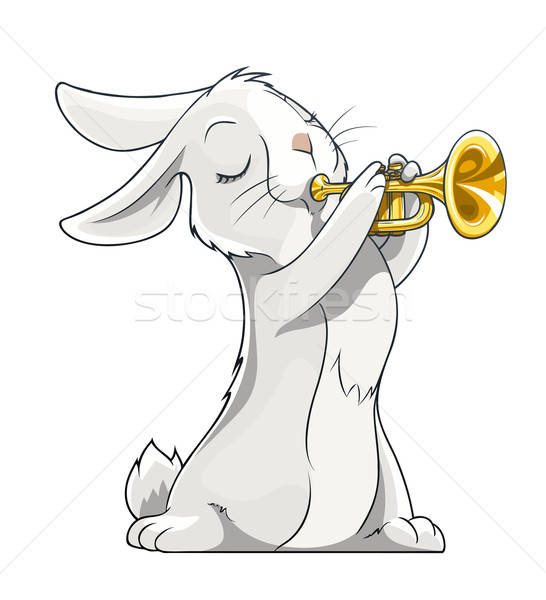 Stock photo: hare playing trumpet