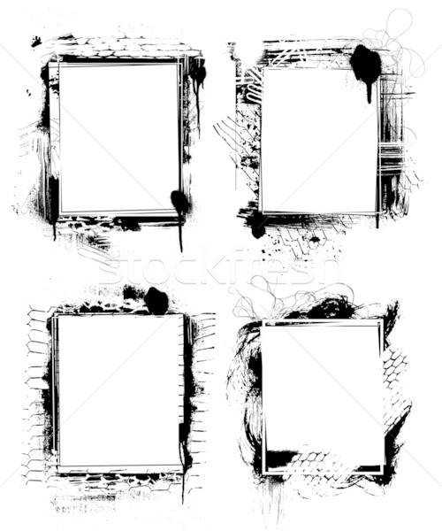 Grunge Frames malen Rahmen Kunst Silhouette Stock foto © alekup