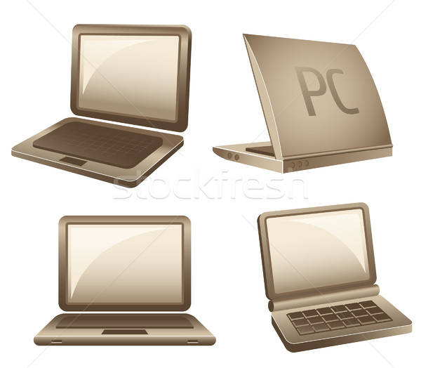 Notebook iconen laptops geïsoleerd witte business Stockfoto © alekup