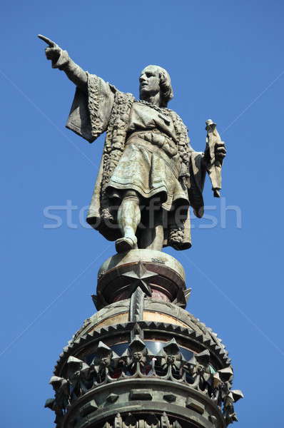 雕像 巴塞羅那 西班牙 城市 金屬 藍色 商業照片 © alessandro0770