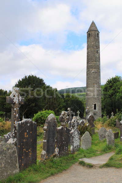 Round tower and cemetery in Glendalough Stock photo © alessandro0770