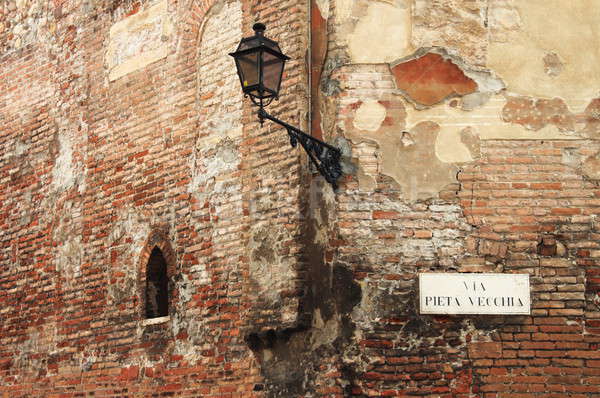 Medieval colţ verona Italia constructii stradă Imagine de stoc © alessandro0770