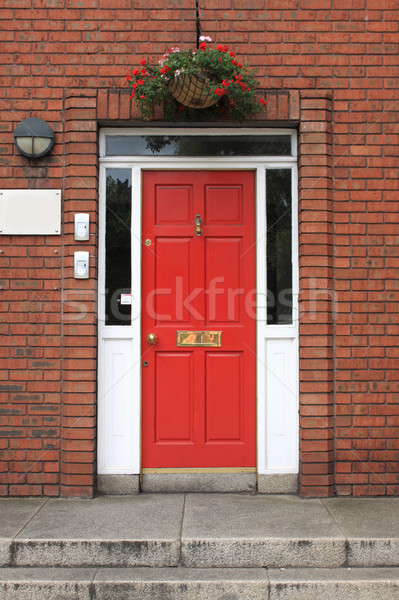 Porte Dublin Irlande maison mur rouge Photo stock © alessandro0770