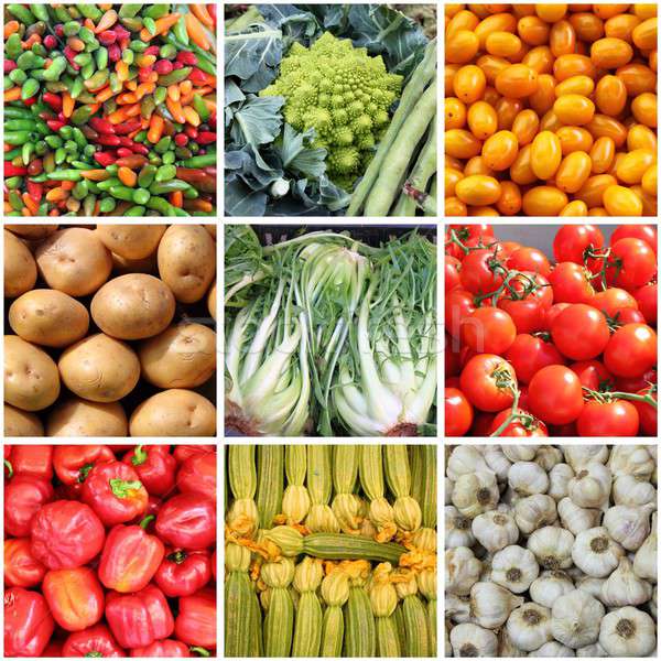新鮮蔬菜 拼貼 背景 夏天 綠色 紅色 商業照片 © alessandro0770