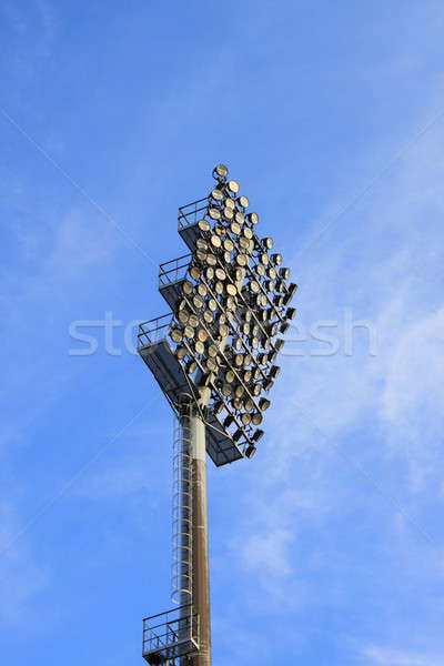 Stadion światła wieża Błękitne niebo niebo sportu Zdjęcia stock © alessandro0770
