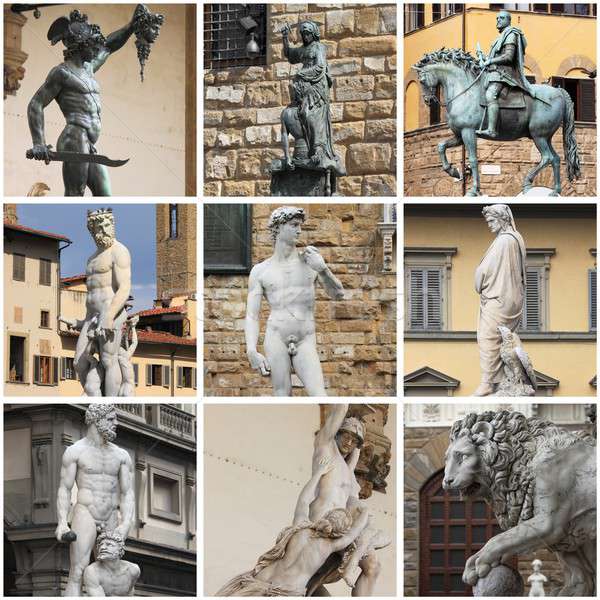 Collage of statues in Florence Stock photo © alessandro0770