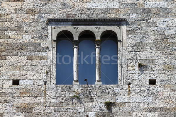średniowiecznej okno ściany ramki architektury vintage Zdjęcia stock © alessandro0770