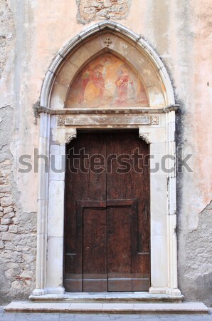 парадная дверь средневековых Церкви здании стены стекла Сток-фото © alessandro0770