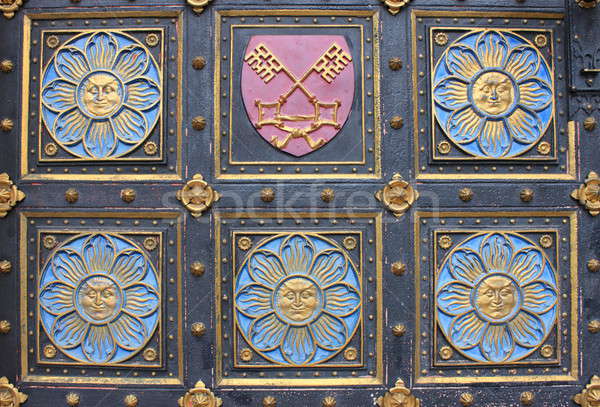 Wooden door with emblems Stock photo © alessandro0770