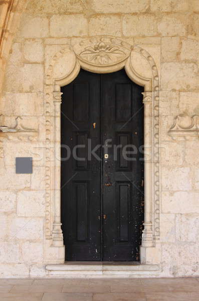Bois style porte d'entrée médiévale maison ville Photo stock © alessandro0770
