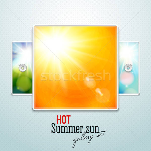 Set of hot shining sun with lens flare. Web slider stylization.  Stock photo © alevtina