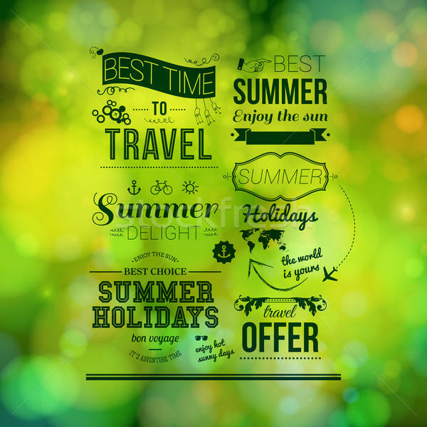 Abstract summer poster. Soft bokeh background, typography design Stock photo © alevtina