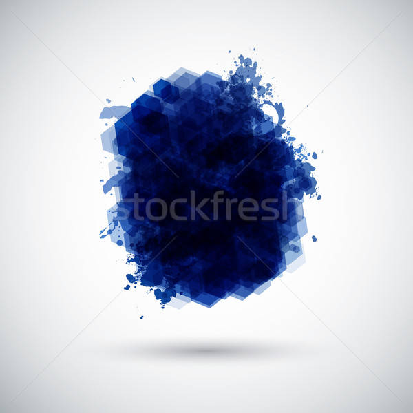 Stylized ink blot made of hexagons with floral elements. Stock photo © alevtina
