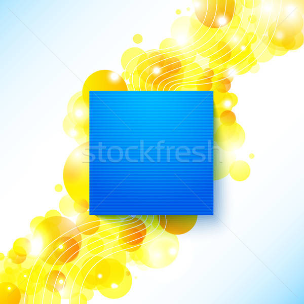 Bright blue summer poster on a shiny cheerful background with pl Stock photo © alevtina