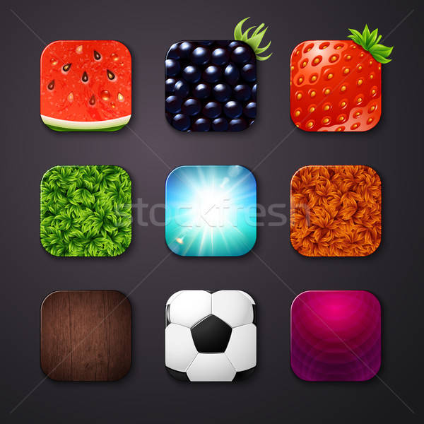 Set of icons stylized like mobile app. Vector illustration.  Stock photo © alevtina