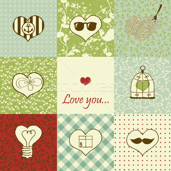 Stylish set of nine hearts Stock photo © alevtina