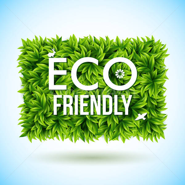 Stock photo: Eco friendly label made of leaves. Vector illustration. 