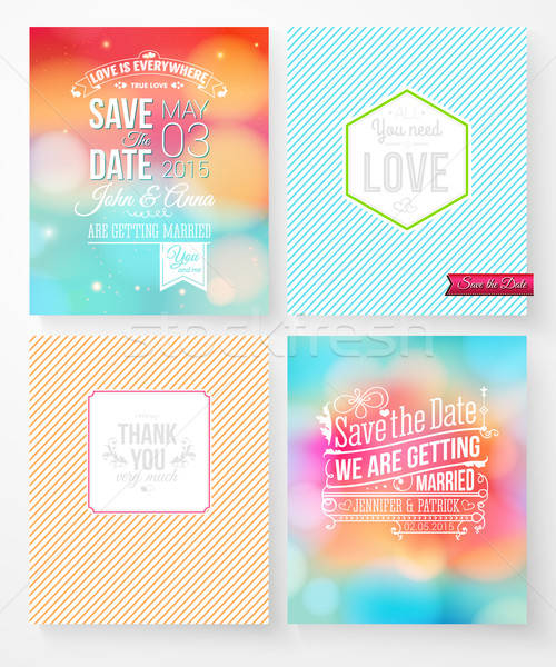 Set of wedding invitation templates Stock photo © alevtina