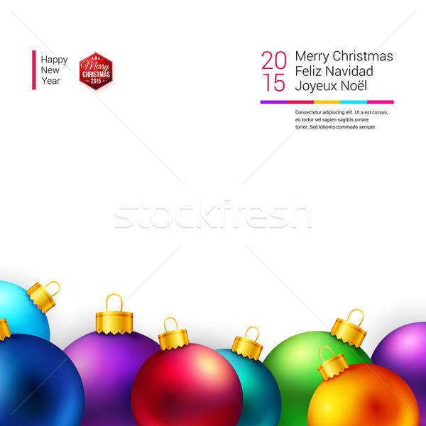 ünnep kártya fényes színes karácsony golyók Stock fotó © alevtina