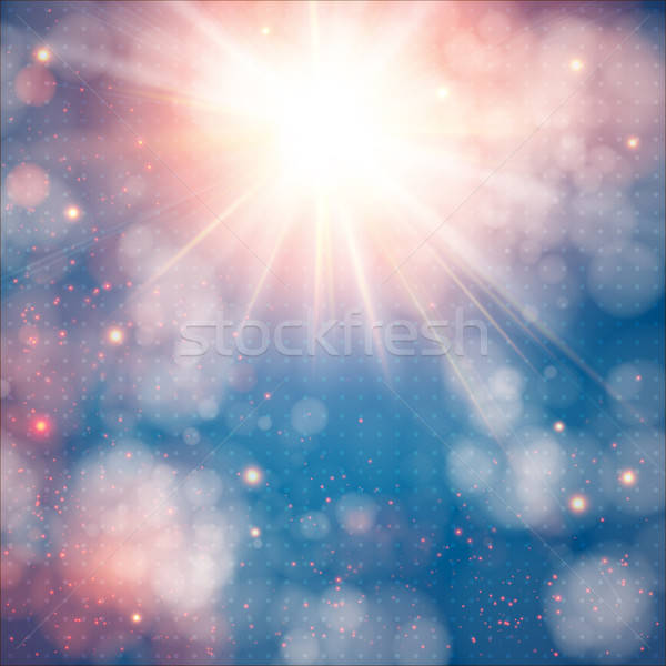 Shining sun with lens flare. Soft background with bokeh effect.  Stock photo © alevtina
