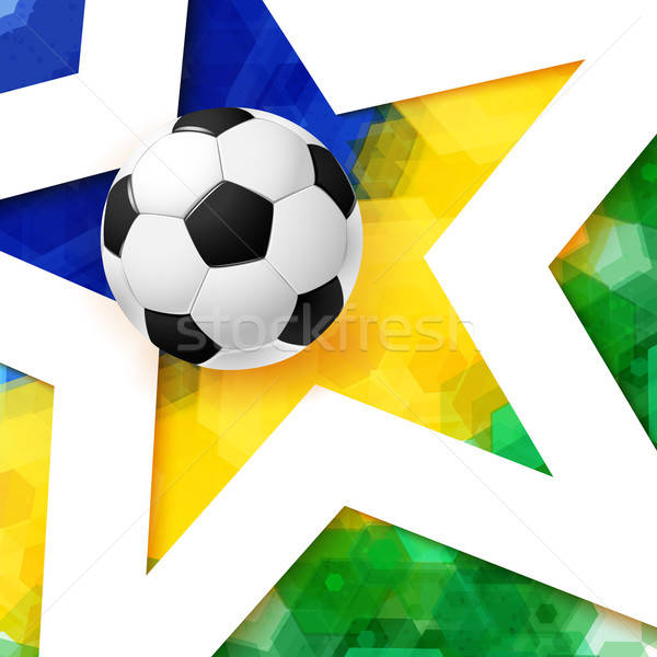 Soccer football poster. Mosaic background in Brazil flag colors, Stock photo © alevtina