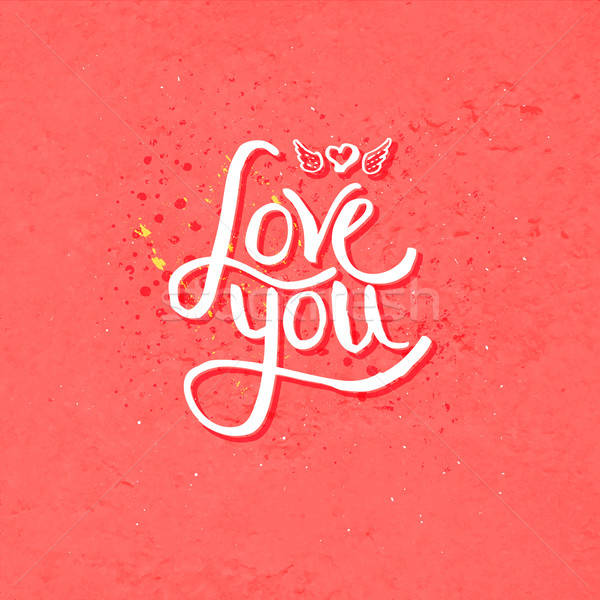 Simple Love You Concept with Winged Heart Stock photo © alevtina