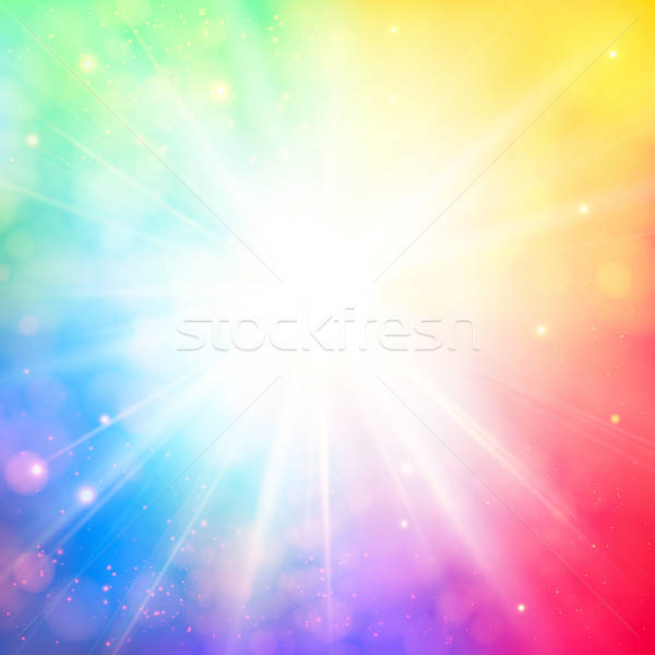 Bright shining sun with lens flare. Soft background with bokeh e Stock photo © alevtina