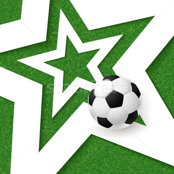 Fußball Fußball Plakat Gras weiß Sterne Stock foto © alevtina