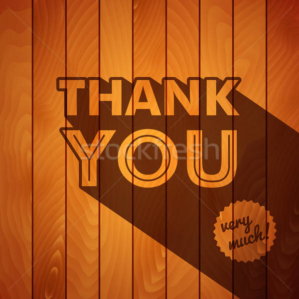 Stock photo: Thank you card with typography on a wooden background. 