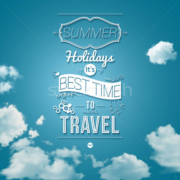 Summer holidays poster in cutout paper style. Stock photo © alevtina