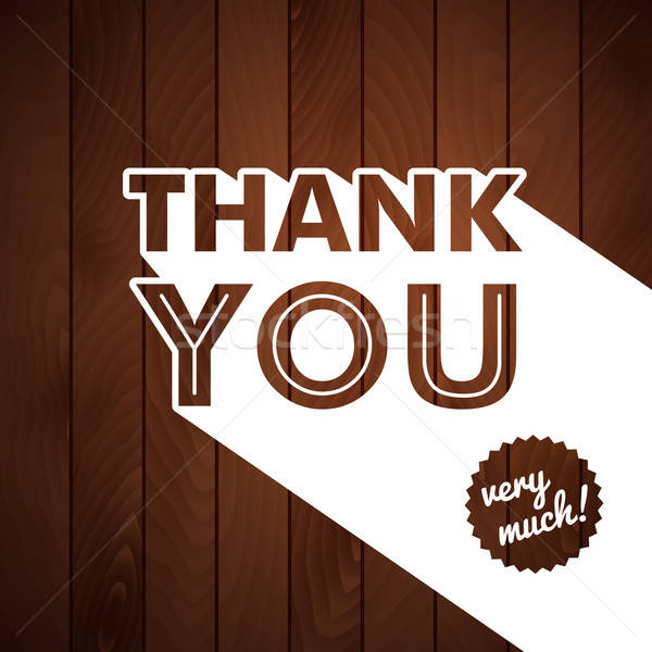 Thank you card with typography on a wooden background. Stock photo © alevtina