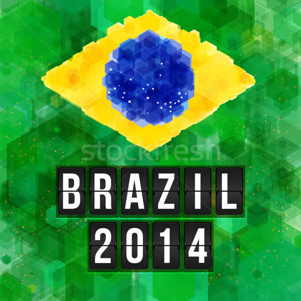 Stock photo: Brazil 2014 football poster. Hexagon background. Vector illustra