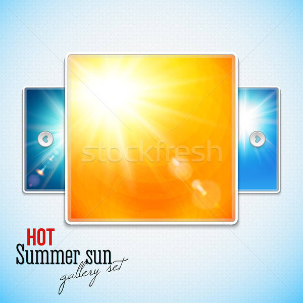 Set of hot shining sun with lens flare. Web slider stylization.  Stock photo © alevtina