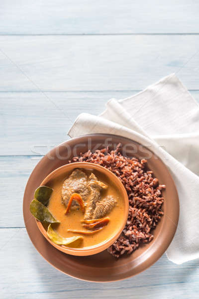 Foto stock: Thai · caril · vermelho · arroz · comida · verde