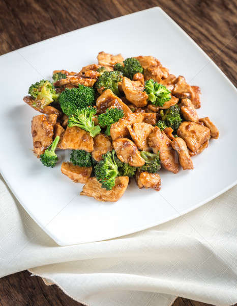 Kip broccoli voedsel groene plaat vlees Stockfoto © Alex9500