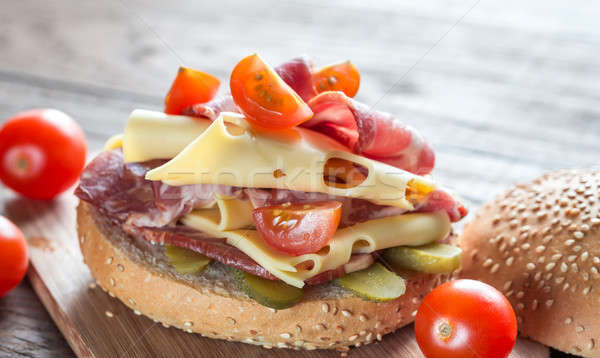 Sandwich with  ham, cheese and cherry tomatoes Stock photo © Alex9500