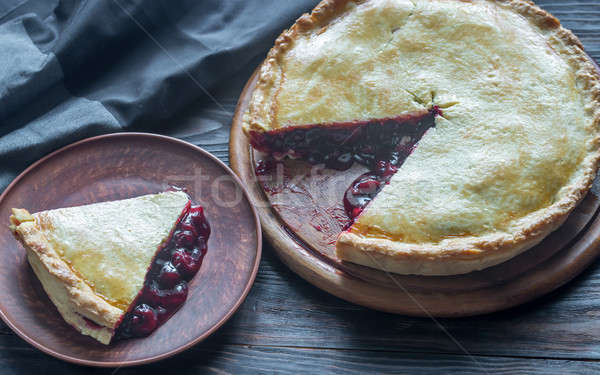 Pastel de cereza torta verde placa comer Foto stock © Alex9500