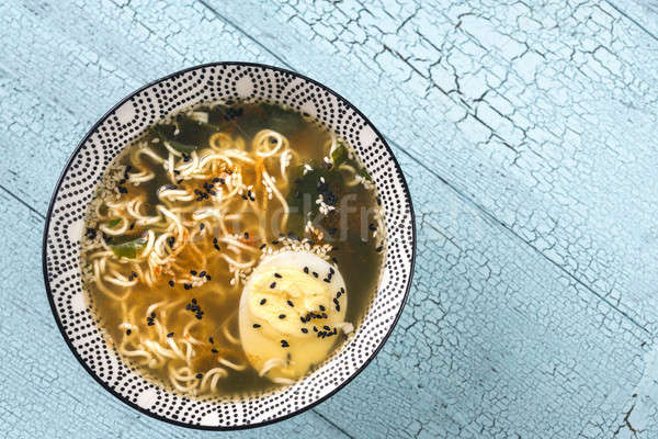 Ciotola ramen zuppa alimentare pollo blu Foto d'archivio © Alex9500
