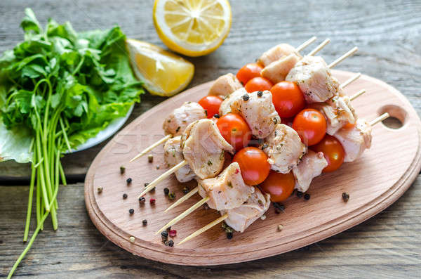 Chicken skewers with cherry tomatoes Stock photo © Alex9500