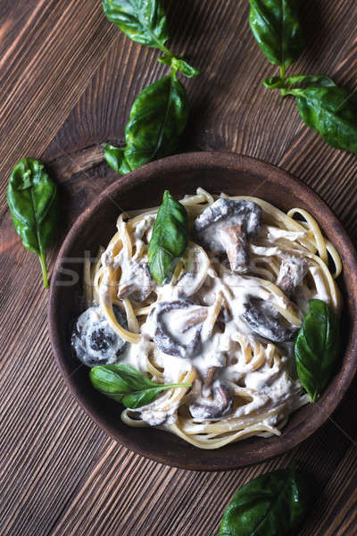 Portion of creamy mushroom linguine Stock photo © Alex9500