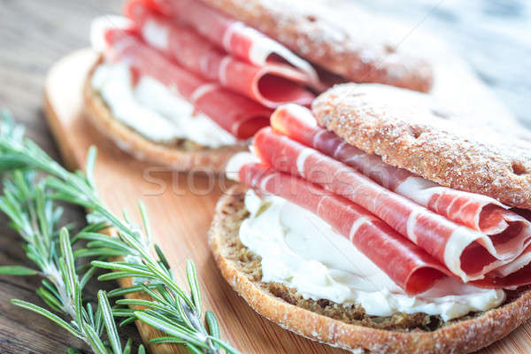 Sandwiches with cream cheese and jamon Stock photo © Alex9500