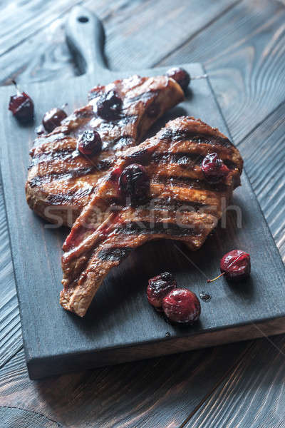 Grilled pork ribs with plum sauce Stock photo © Alex9500