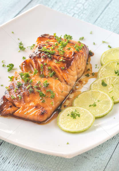 Honey lime salmon on the plate Stock photo © Alex9500