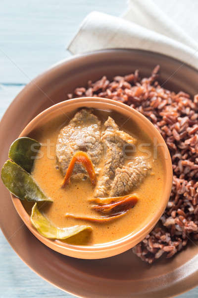 Foto stock: Tailandés · curry · rojo · arroz · carne · caliente