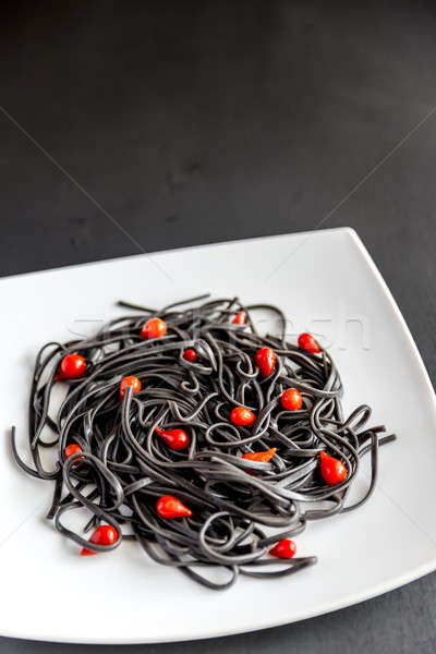 Pasta with wheat germ and black cuttlefish ink Stock photo © Alex9500